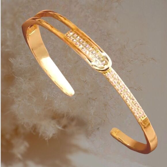 FASHION BRACELET LUXURY 14K GOLD PLATED OVER STAINLESS STEEL - Picture 6 of 6